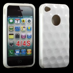 iPhone 4 4S Circle Gummy Case (White-Clear)